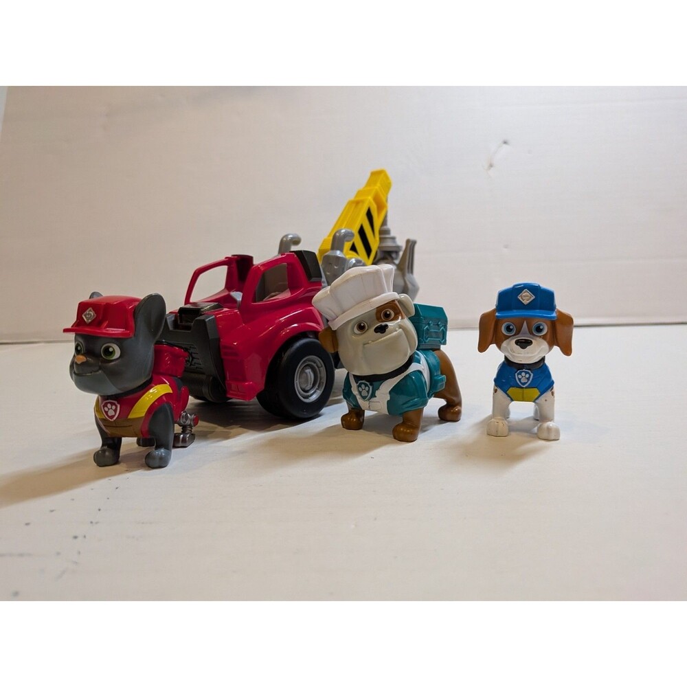 Paw Patrol Rubble & Crew Deluxe Toy Vehicle And Figure Lot Of 4 pcs Nickelodeon